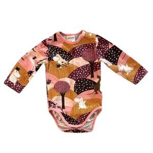 Pink and Brown Kids One Piece long sleeved bodysuit onesie ORGANIC COTTON